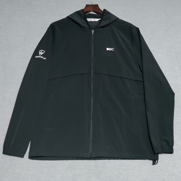 Black Clover Hooded Jacket Mens MEDIUM Black Full Zip TOP GOLF Logo Embroidered - Picture 2 of 16